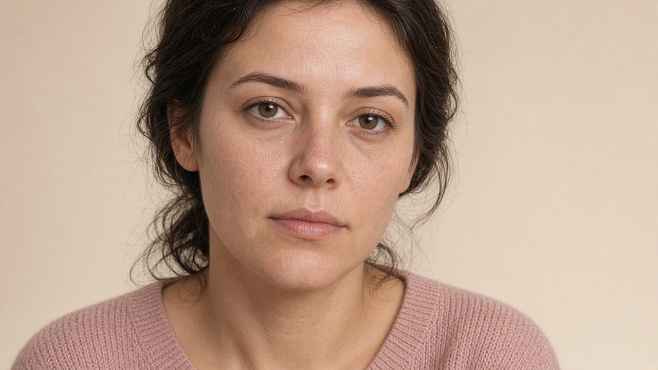 Fresh demo photo with flags on brows, lashes, under-eye, and skin